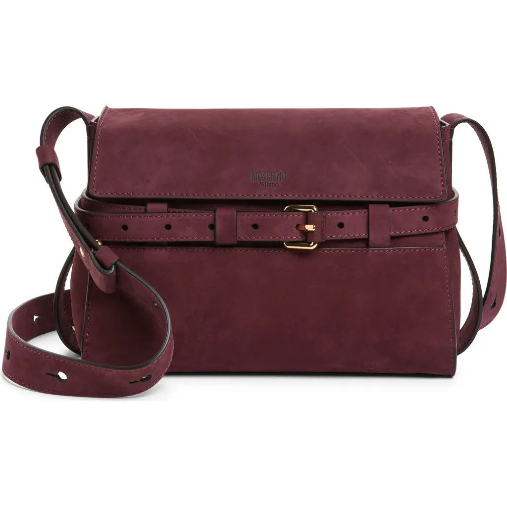 Moschino Tie Me Suede Shoulder Bag in Wine at Nordstrom | Nordstrom