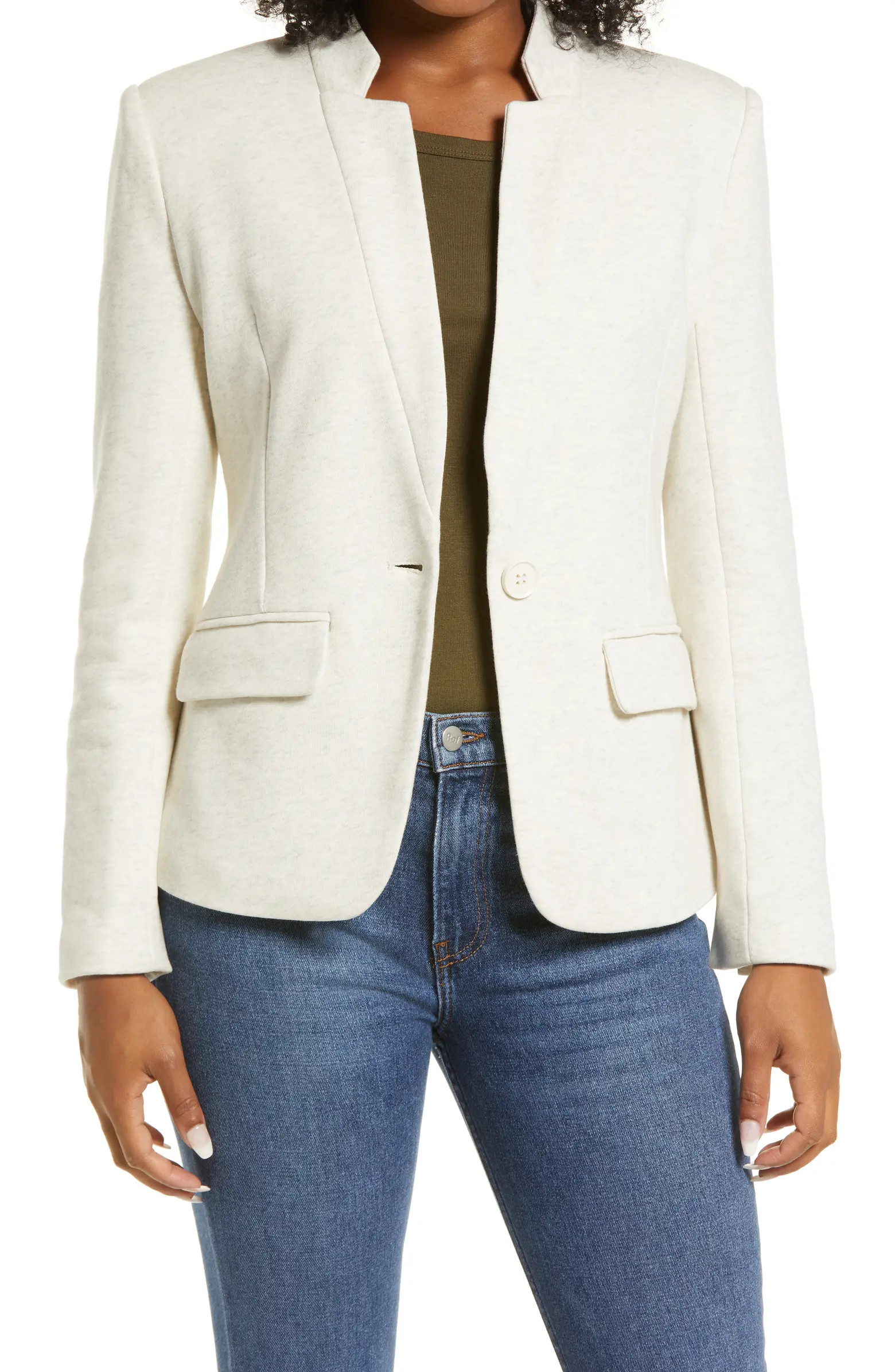 Inverted Notch Collar Cotton Blend Blazer | Nordstrom