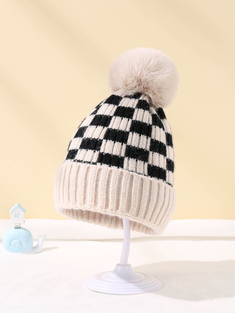 1pc Baby Plaid Pattern Knit Hat | SHEIN