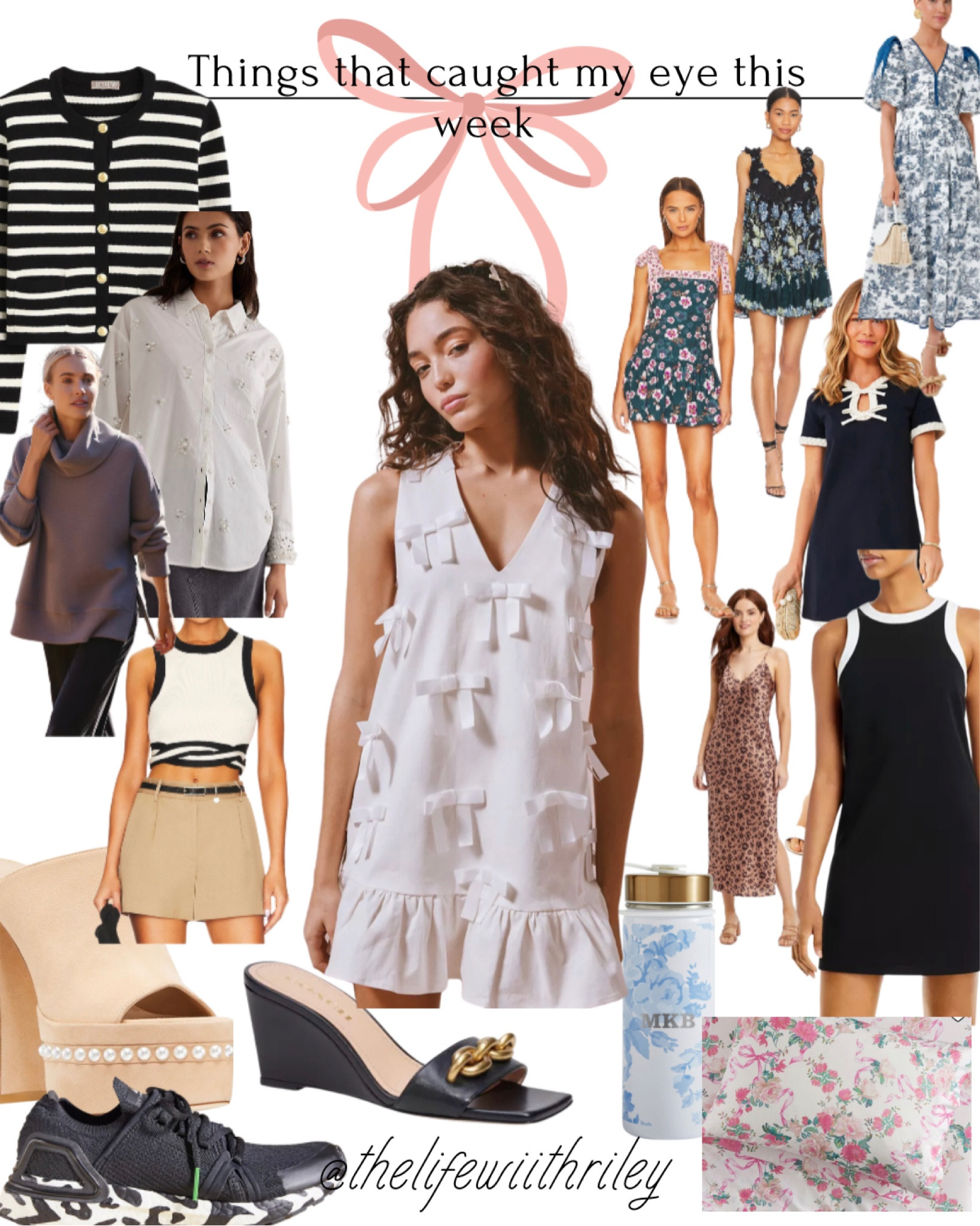 Things that caught my eye this week 

🩵 blue and white sweater 
⚪️ white embellished pearl button down
🍂 brown pullover 
🔲 knit tank 
👡 pearl sandal
👟 black and white sneaker 
👡 black sandals 
🎀 white bow sneakers 
🌸 loveshackfancy sheets
🚰 toile water bottle 
🐆 silk leopard midi dress
🖤 black and white dress 
💝 navy and white dress 
👗 blue and white toile dress
💐 floral slip dress
🌺 smocked floral dress 

Fall transition, white dress, Meredith black, classic style, feminine style, quiet luxury 

#LTKshoecrush #LTKstyletip #LTKFind