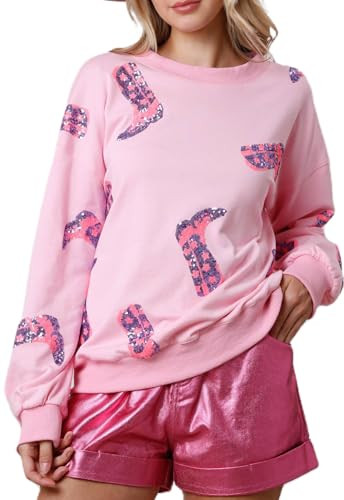 LILTWIST Heart Graphic Sweatshirts Valentine's Day Love Sweater Shirts for Women Cute Holiday Sequin Cowboy Long Sleeve Tops | Amazon (US)