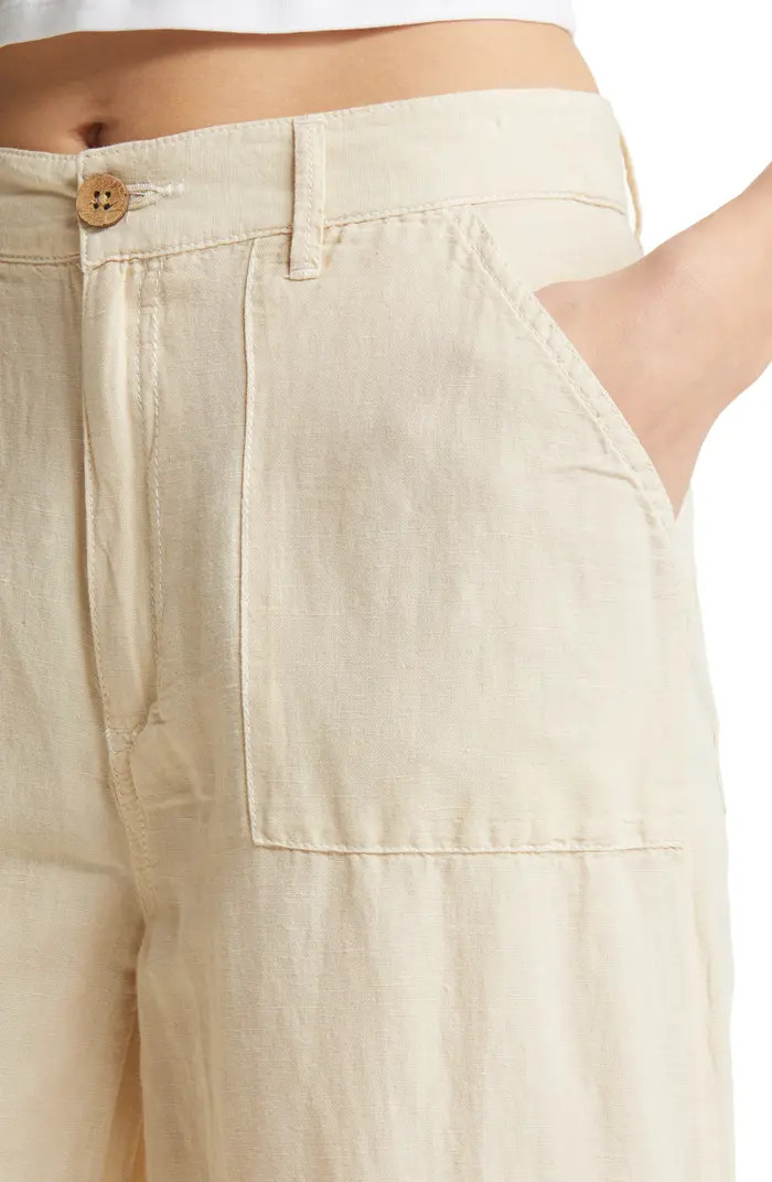 Rip Curl Crop Wide Leg Linen & Cotton Pants | Nordstrom | Nordstrom