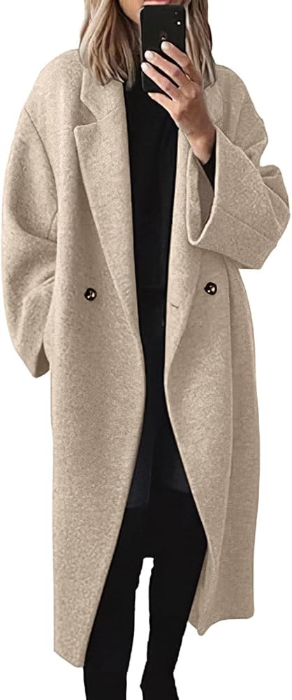 Women's Wool Trench Coat Autumn Winter New Long Fashion Elegant Coat | Amazon (CA)