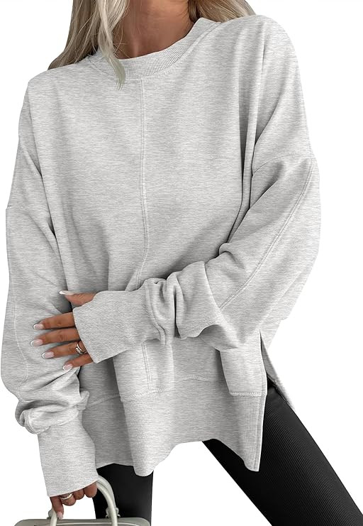 ANRABESS Women Oversized Sweatshirts Thumbhole Long Sleeve Hoodies Shirts 2025 Fall Side Slit Pul... | Amazon (US)