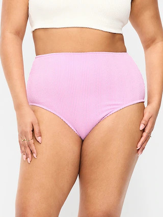 High-Waisted Ribbed Bikini Swim Bottoms | Old Navy (US)