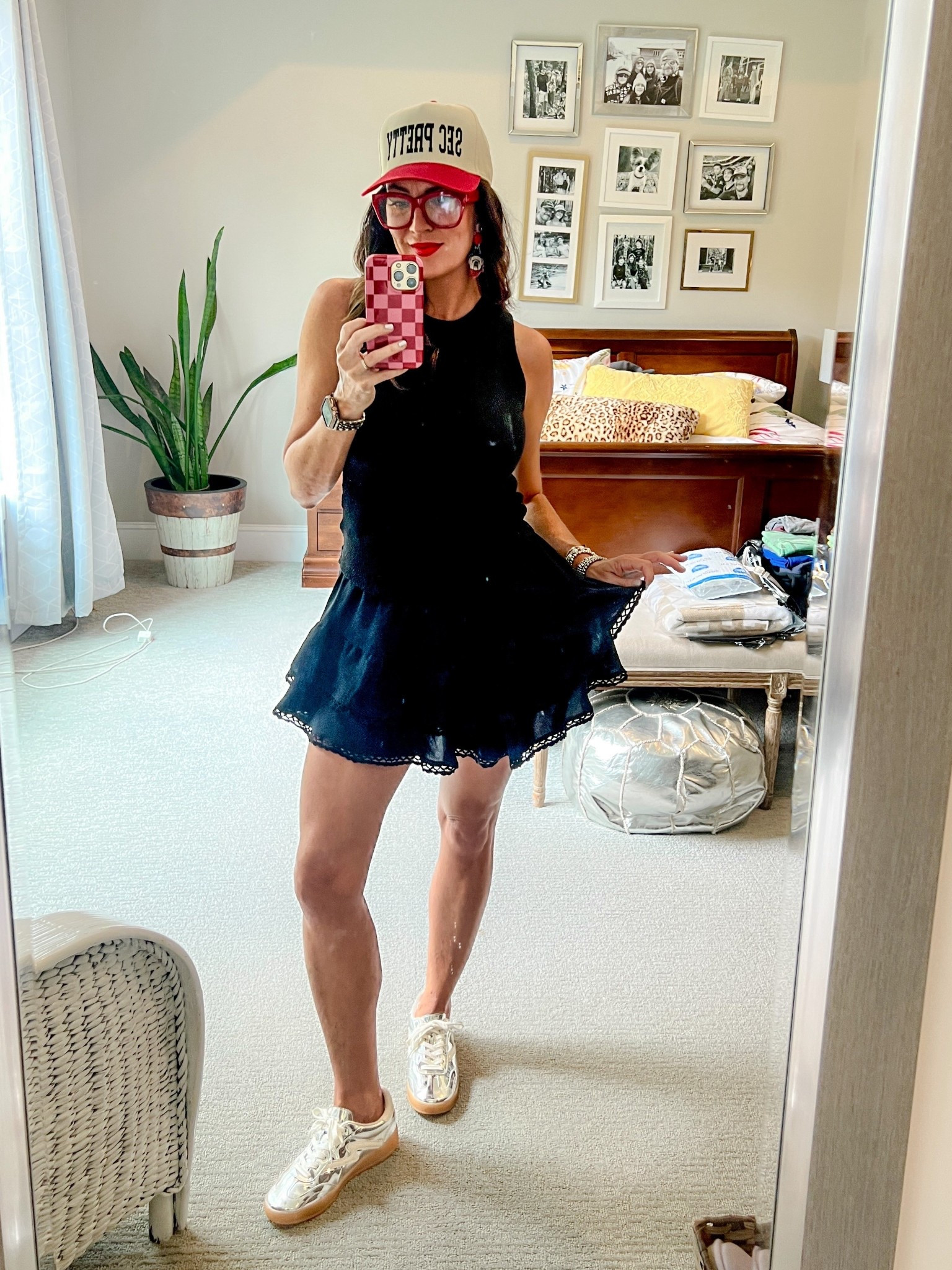 My comfy gameday outfit ❤️🖤 wearing a small in the skort 

#LTKStyleTip #LTKFallSale #LTKFindsUnder100