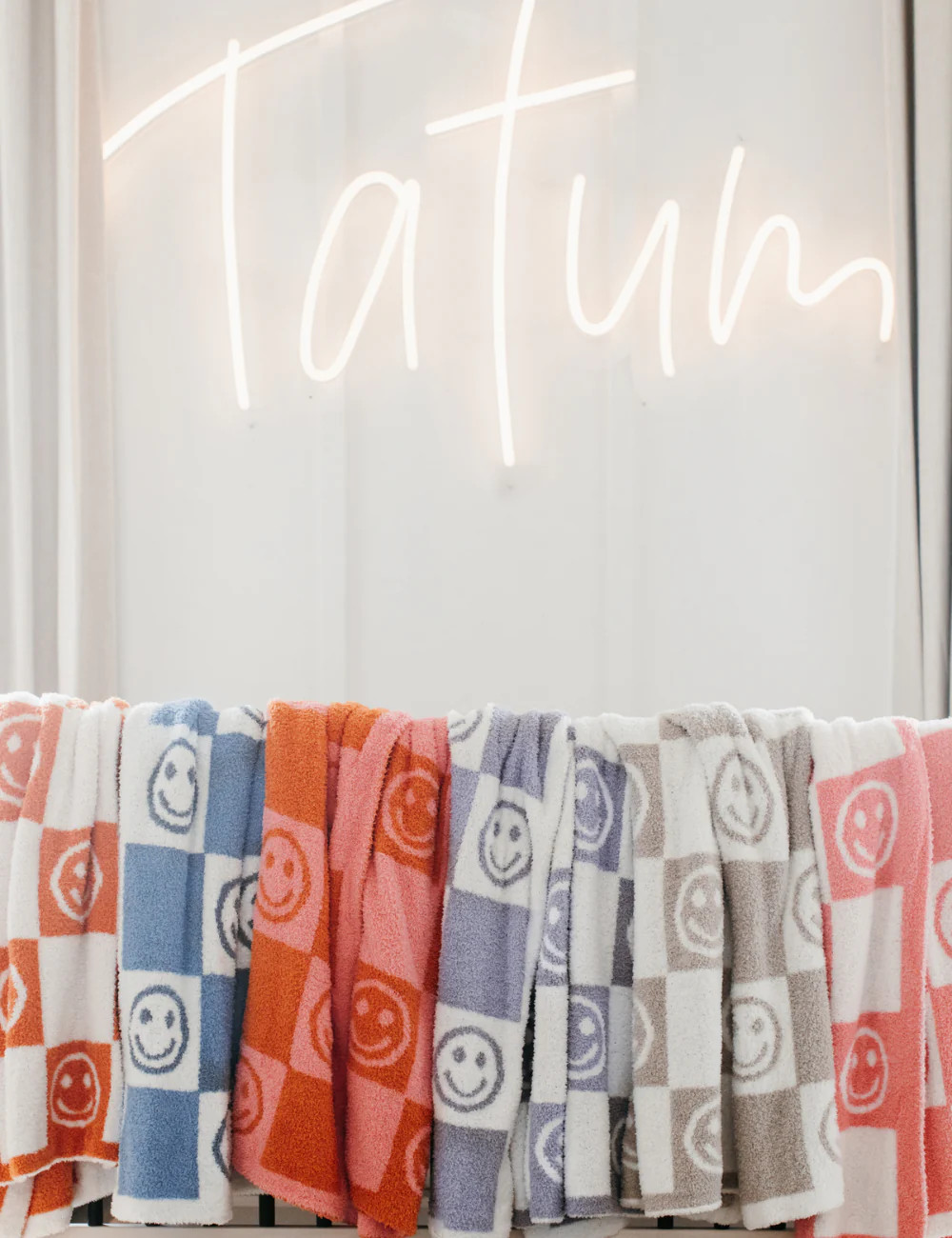 TSC x Tia Booth: Checkered Smiley Children's Blanket | The Styled Collection