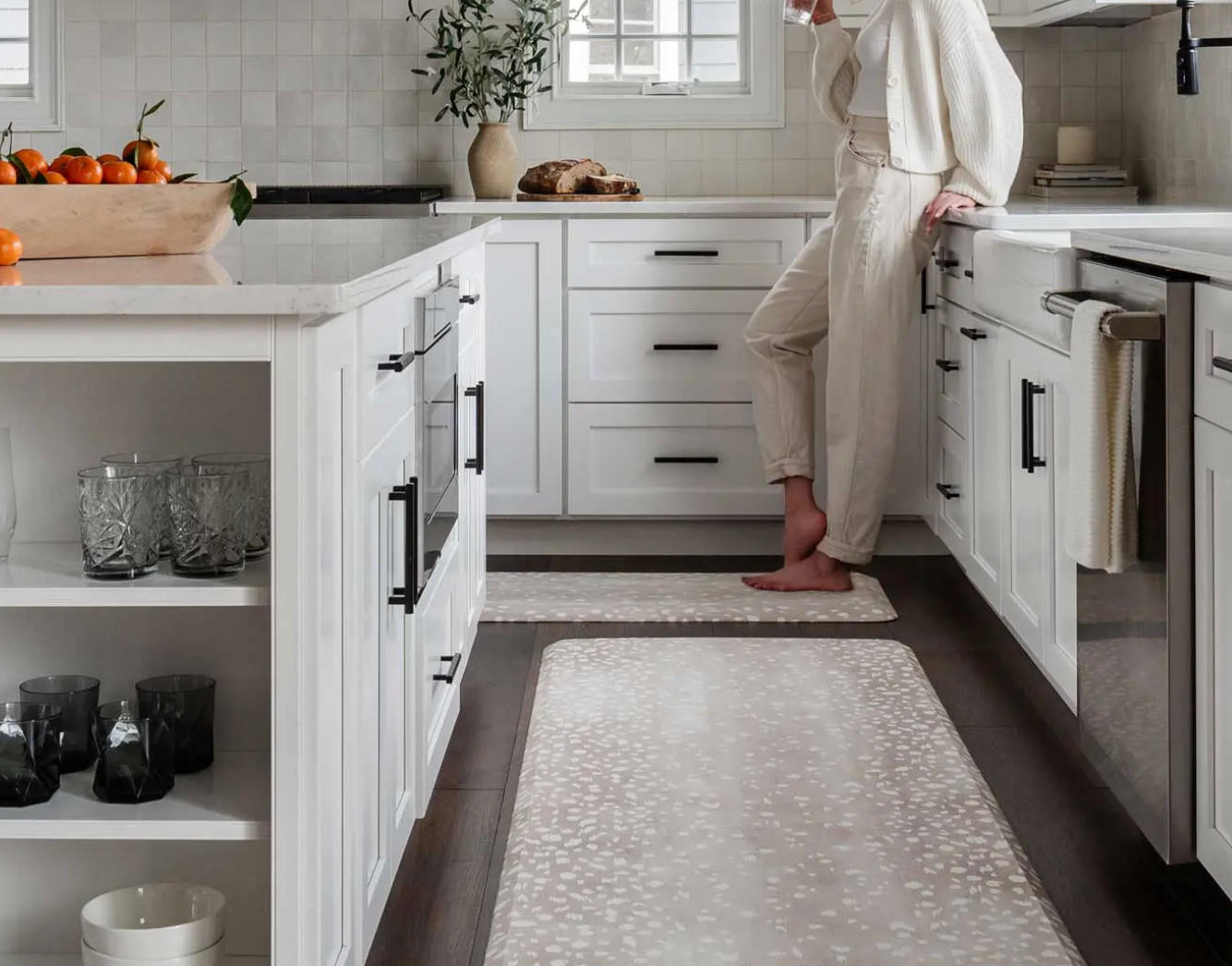 Our best-selling nature inspired print, now available as a standing mat. With its scattered hand-painted spots, our standing mat in Fawn's whimsical design is sure to bring a cozy, charming feeling to any room. This anti-fatigue mat is crafted with supportive ergonomic foam that contours to your feet, so you can enjoy comfort and wipe-clean peace of mind in all of the places you stand most.

The Brown color features light browns with rosy blush undertones, a flexible neutral for any decor. 

 #LTKHome