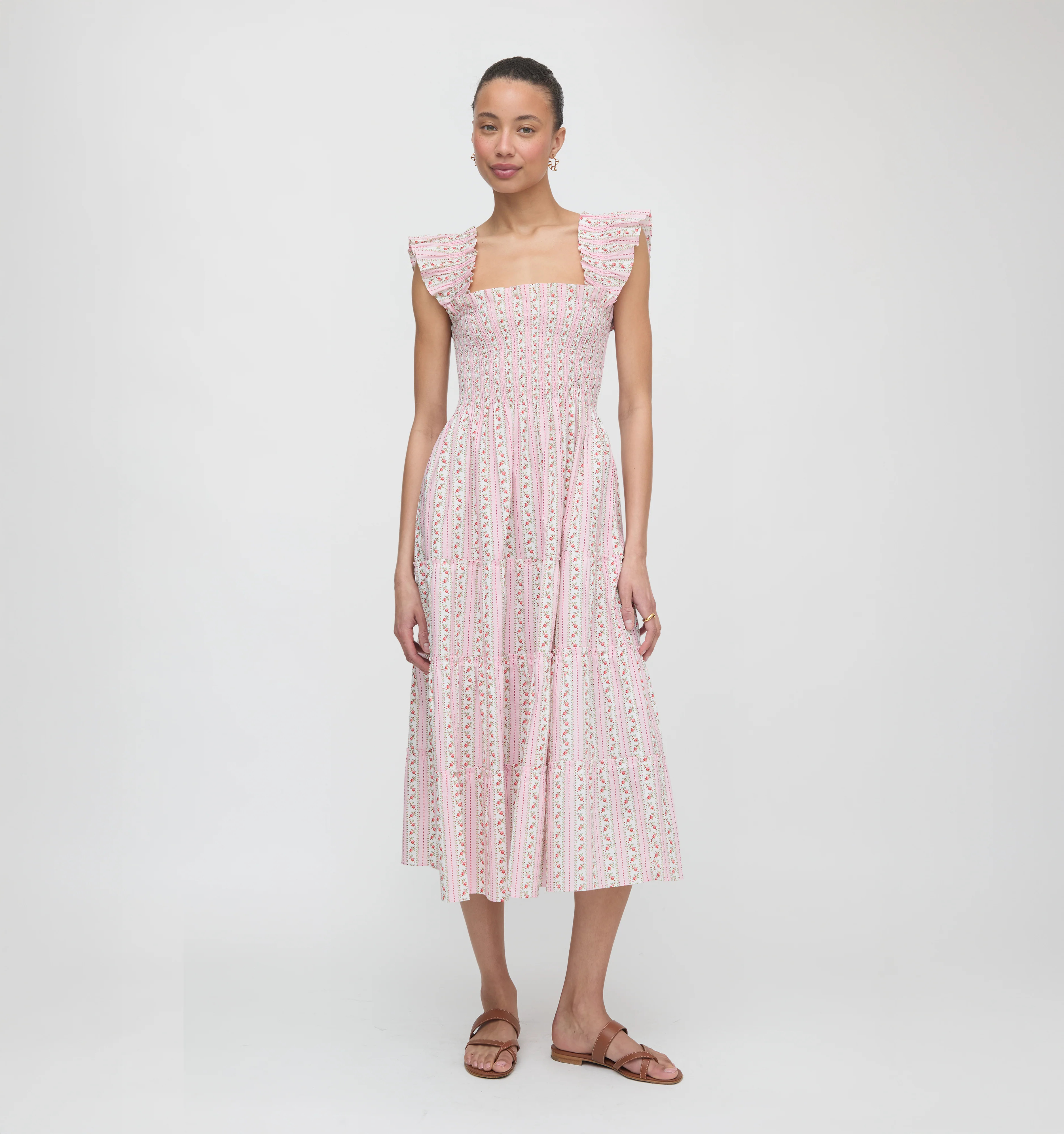 The Ellie Nap Dress - Pink Floral Dot Stripe | Hill House Home US