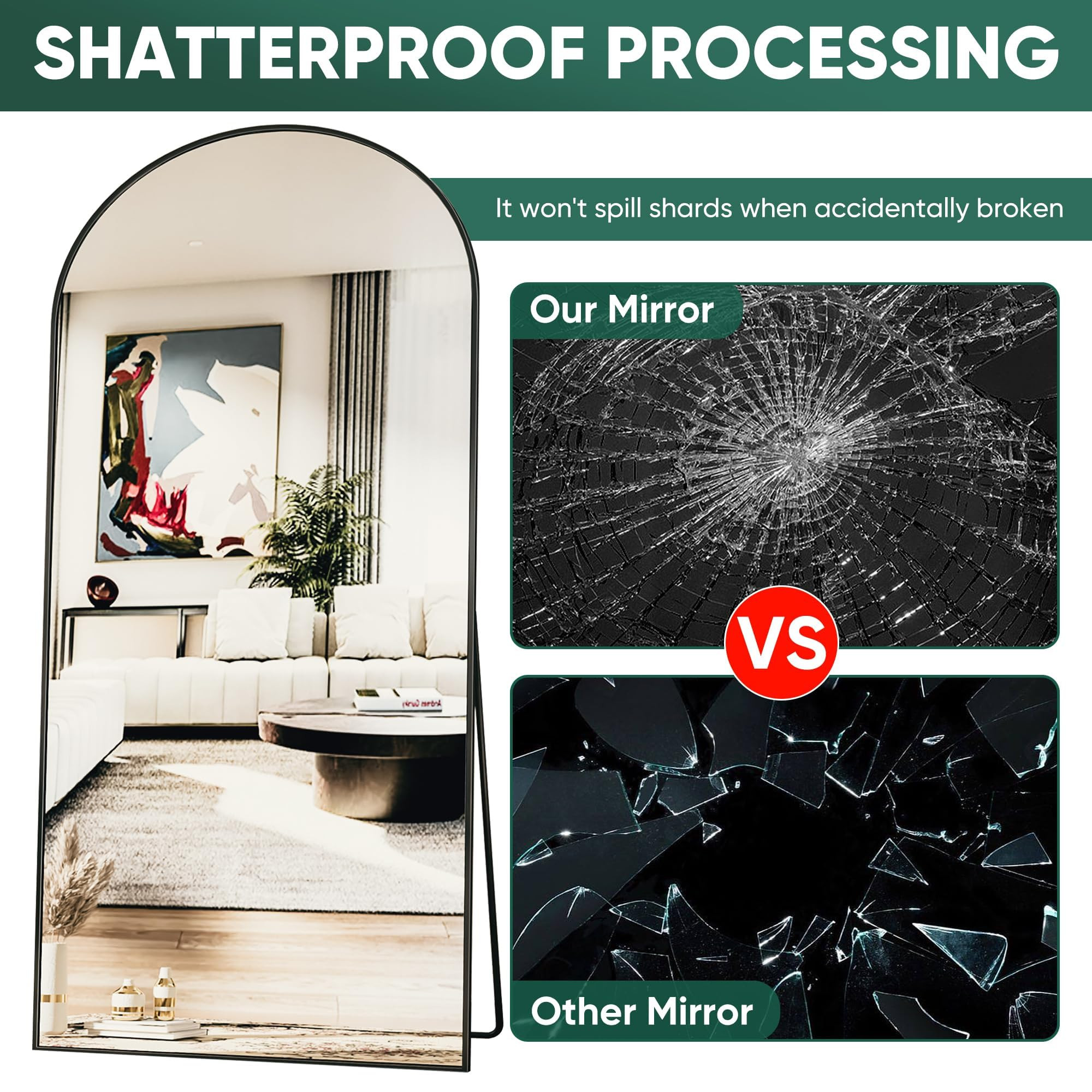 Antok Arched Full Length Mirror, 76"x34" Arched Floor Mirror, Glassless Mirror Full Length with S... | Amazon (US)