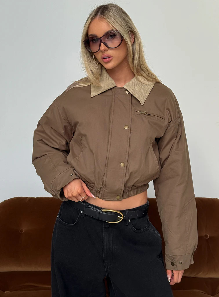 Fateful Collared Jacket Brown | Princess Polly US