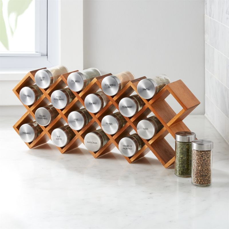 18-Jar Acacia Wood Spice Rack + Reviews | Crate & Barrel | Crate & Barrel
