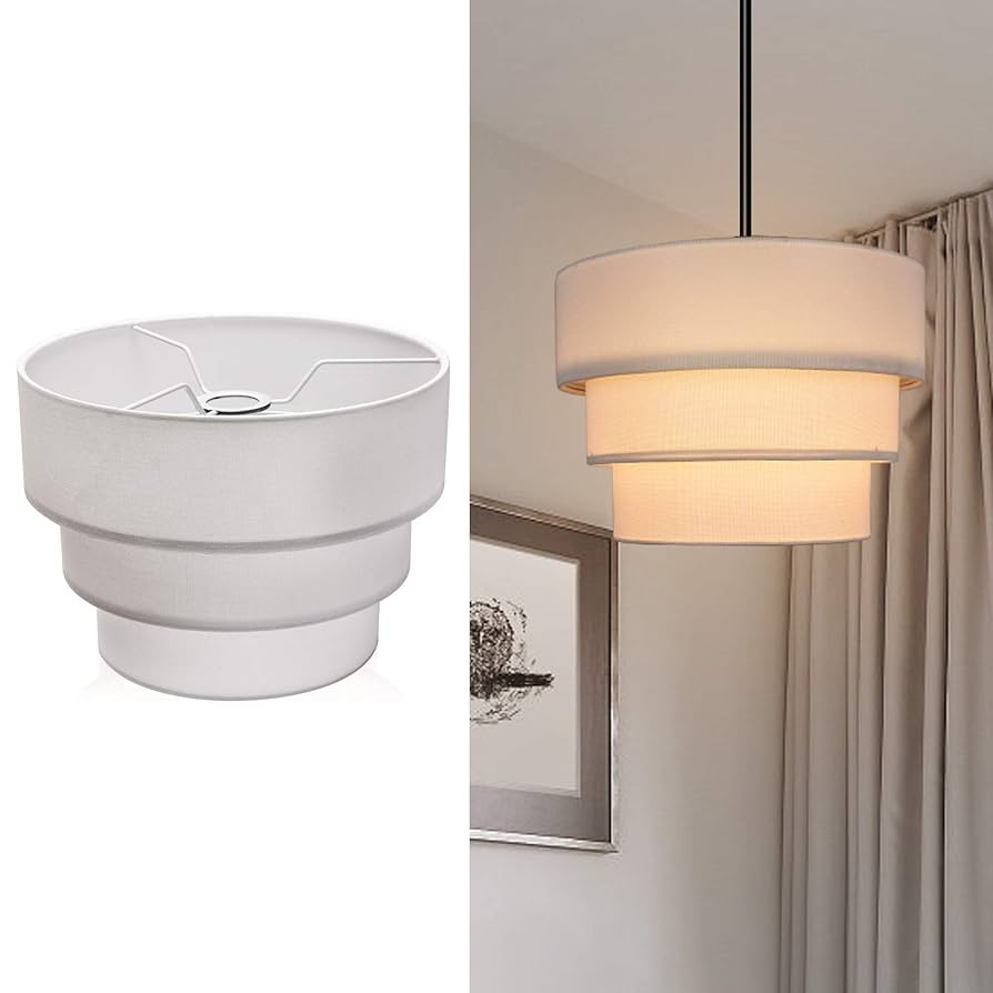 EDISLIVE 3-tier Drum Linen Lamp Shade for Pendant Lamp Floor Lamp Chandelier Replacement Shade Cl... | Amazon (US)