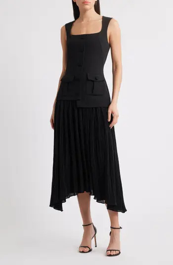Black Halo Vianey Mixed Media Midi Dress | Nordstrom | Nordstrom