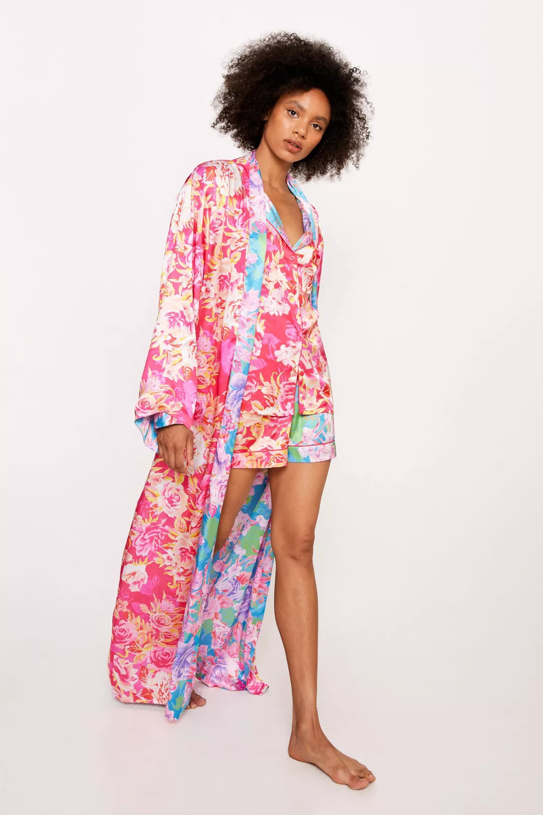 Satin Floral Reversible Maxi Robe | Nasty Gal US