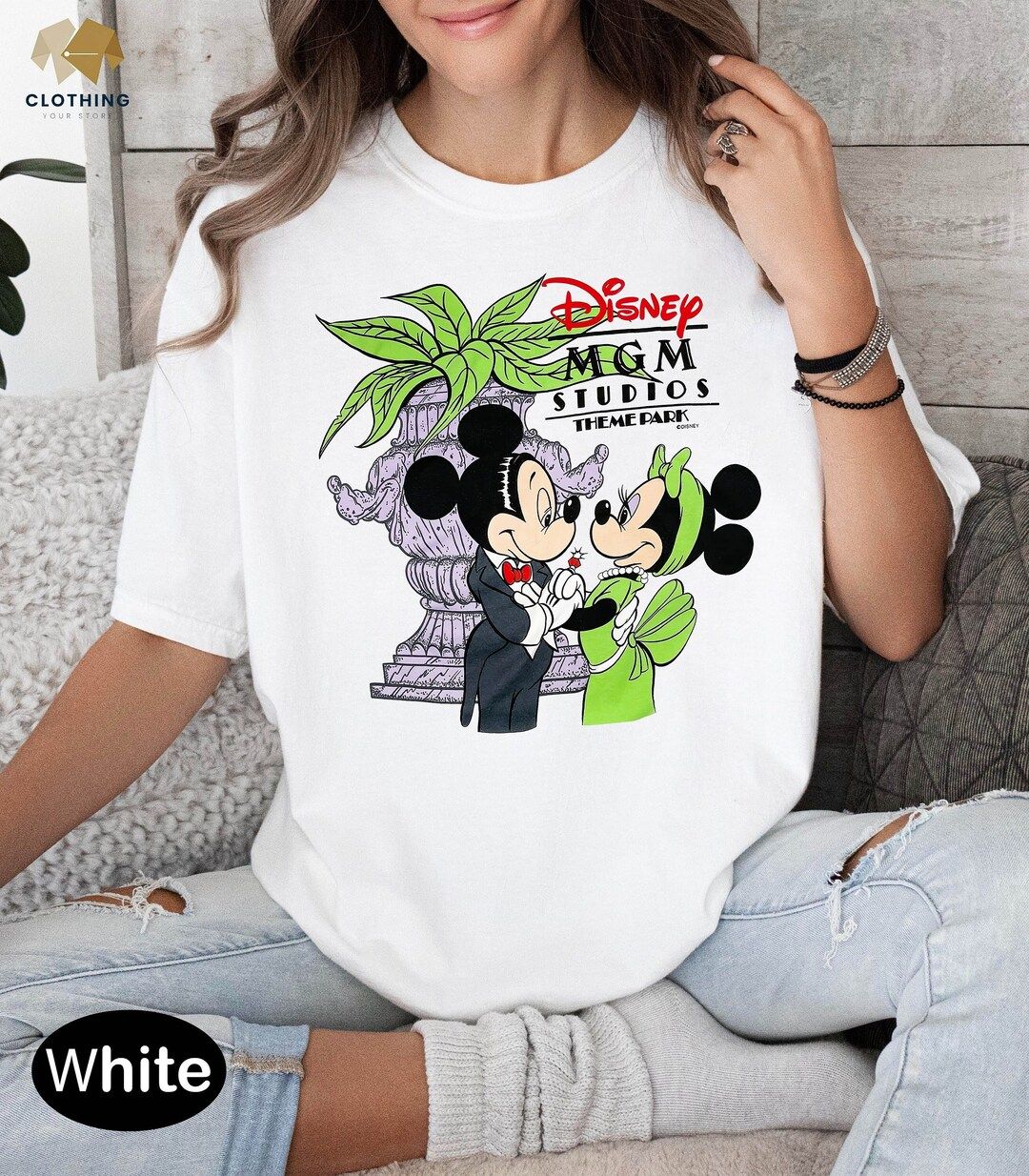 Vintage Disney MGM Studio Mickey Minnie Shirt, Wedding Single Stitch White Shirt, Disneyland Shir... | Etsy (US)