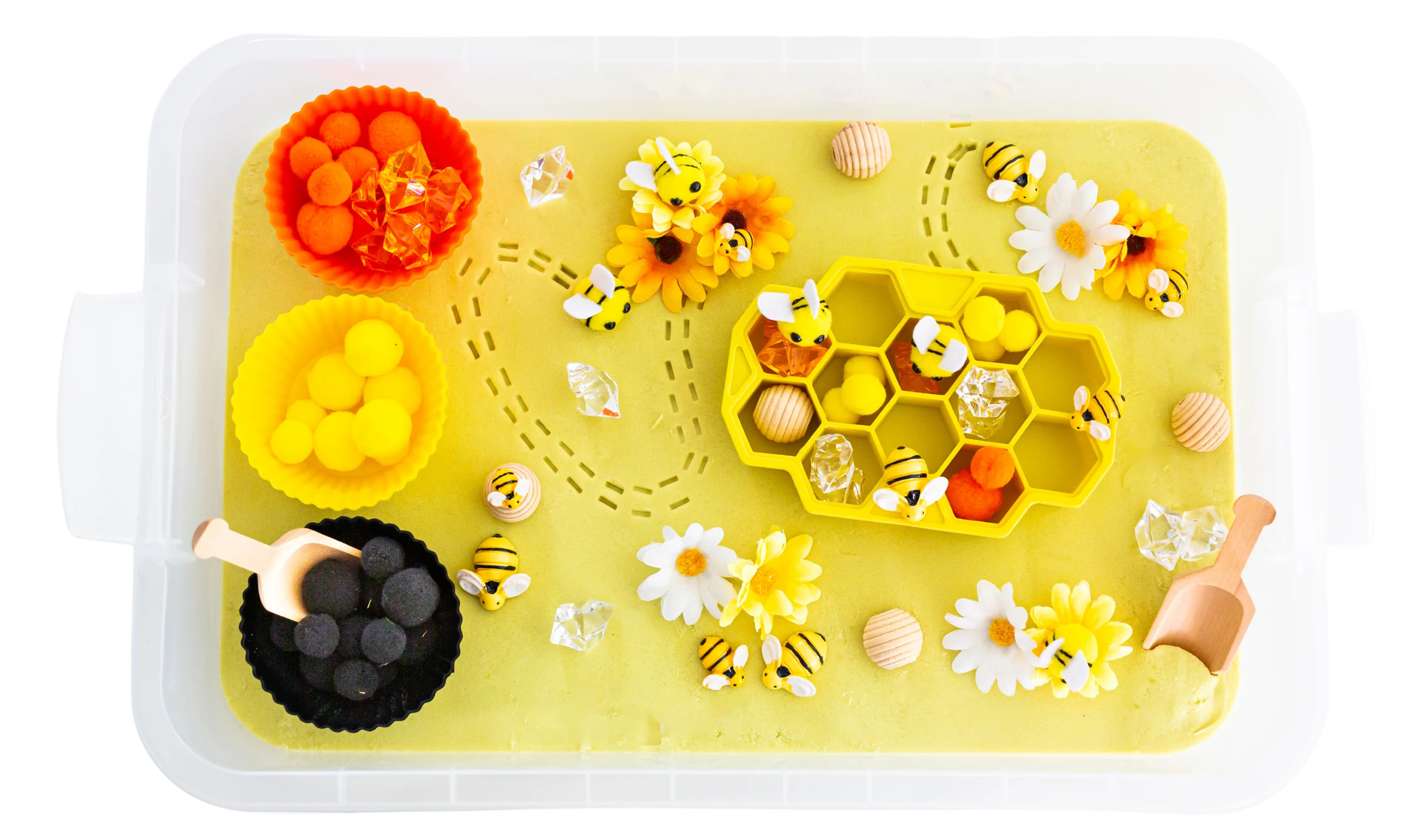 Bee Sensory Bin | Mama of Joy Sensory Play