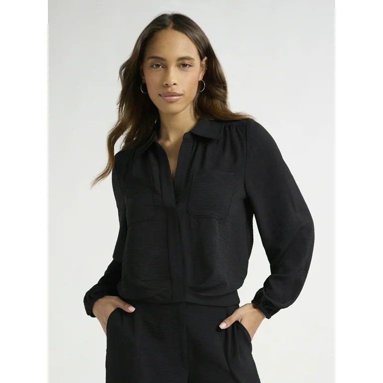 Sofia Jeans Women's and Women's Plus Utility Blouse with Long Sleeves, Sizes XS-4X | Walmart (US)