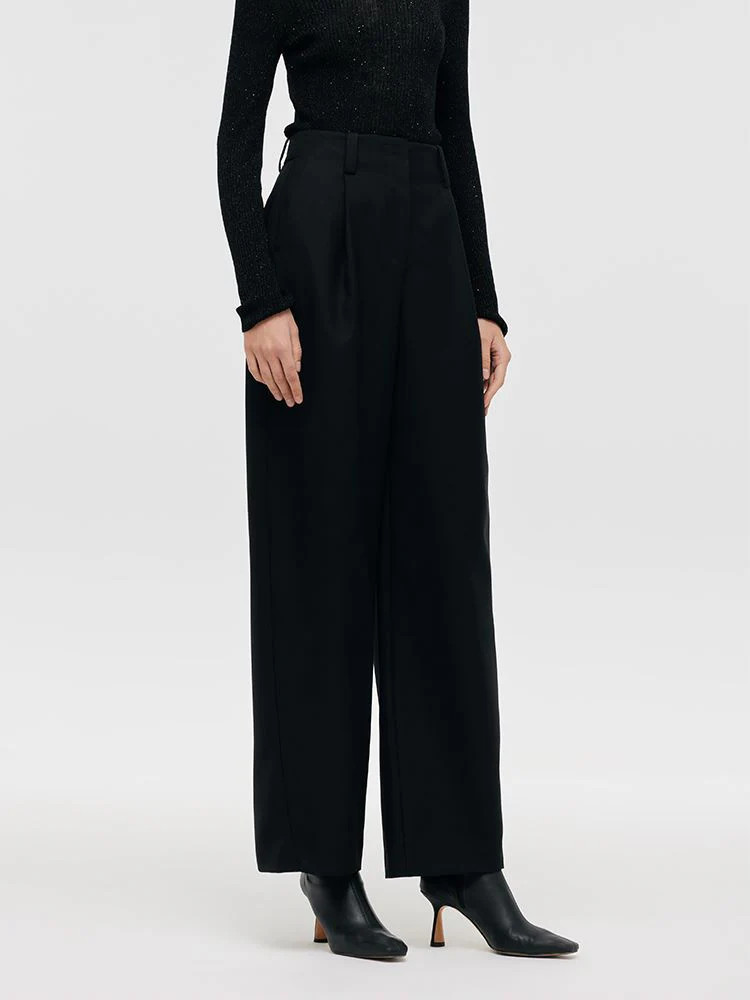 Wool Wide Leg Women Pants | GOELIA