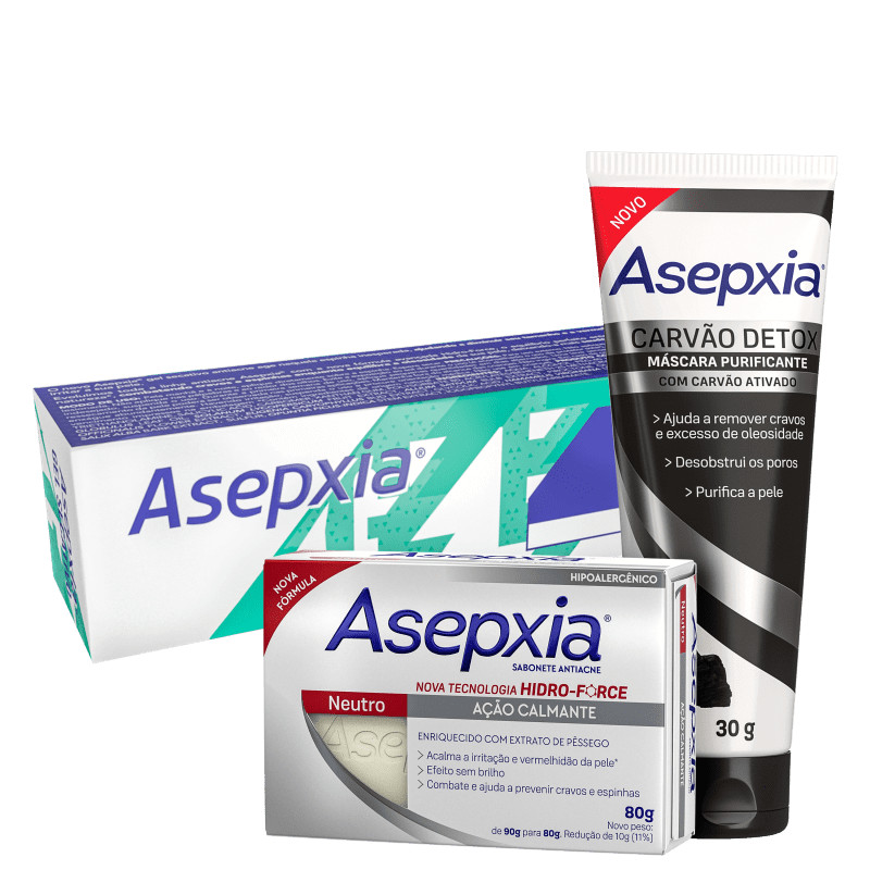 Kit Asepxia Antiacne + Carvão Detox (3 Produtos) | Beleza Na Web (BR)
