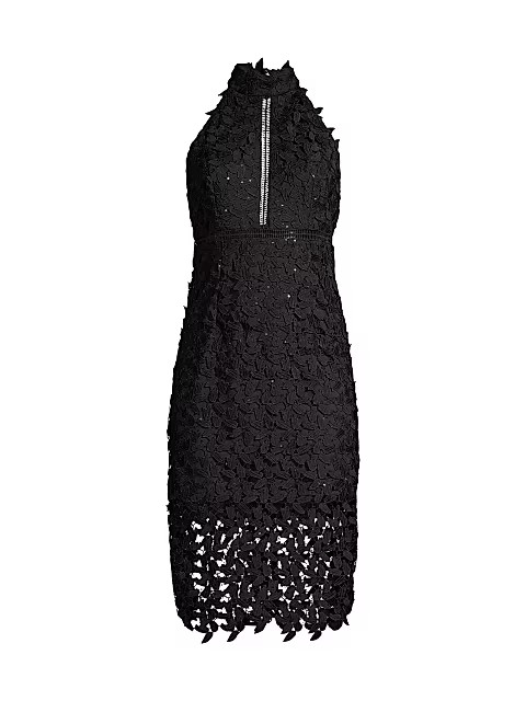 Bardot Sequin Leaf Lace Midi-Dress | Saks Fifth Avenue