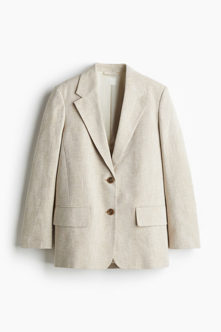 H & M - Linen-Blend Blazer - Beige | H&M (US + CA)