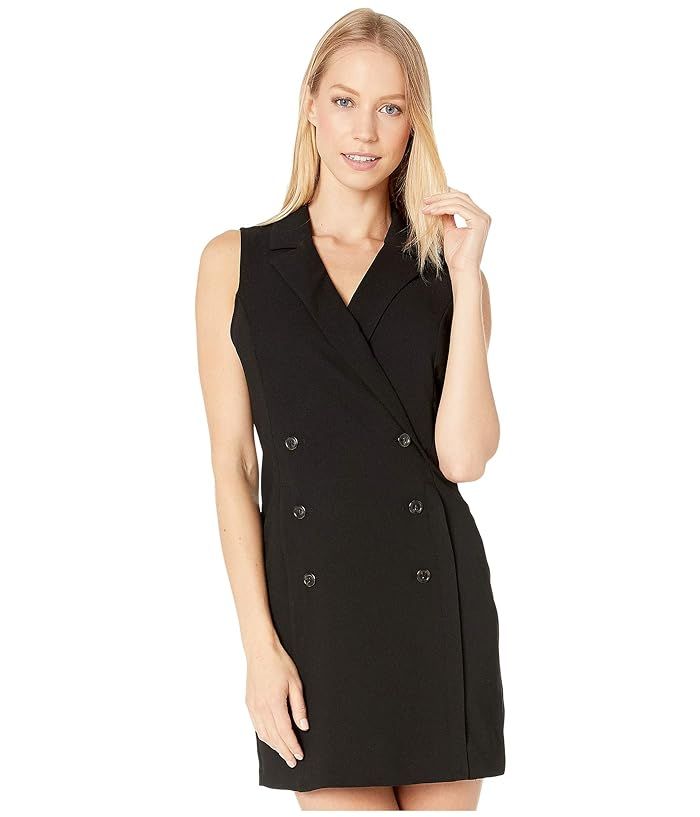 BCBGeneration Button Front Tuxedo Dress GEF6229545 (Black) Women's Dress | Zappos