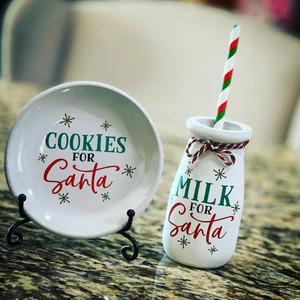 Christmas tiered tray decor, Mini cookies for Santa plate, Mini Milk for Santa Cup, Christmas home d | Etsy (US)