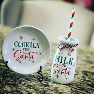 Christmas tiered tray decor, Mini cookies for Santa plate, Mini Milk for Santa Cup, Christmas home d | Etsy (US)