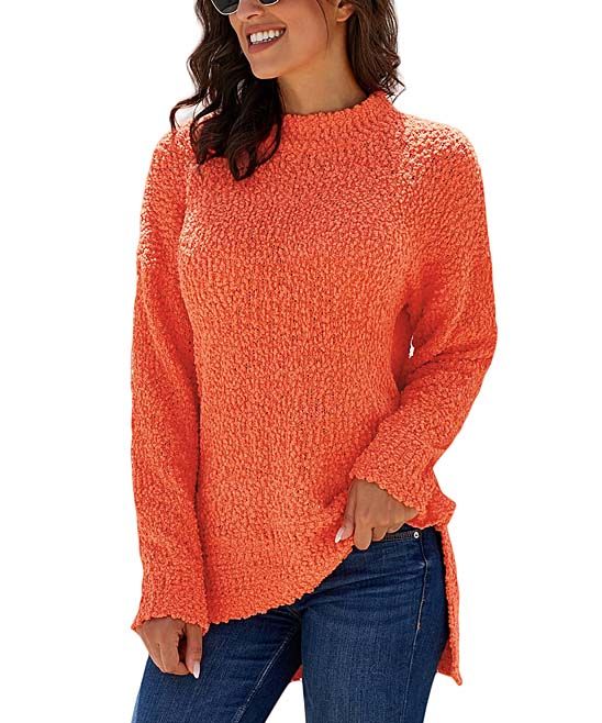 VLRSY Women's Pullover Sweaters Orange - Orange Popcorn Pullover Sweater - Women | Zulily