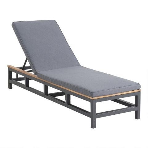 Gray Wood and Metal Alicante Outdoor Chaise Lounger | World Market