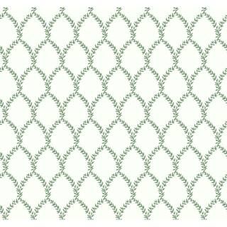 York Wallcoverings 60.75 sq. ft. Laurel Wallpaper, Green/White | The Home Depot