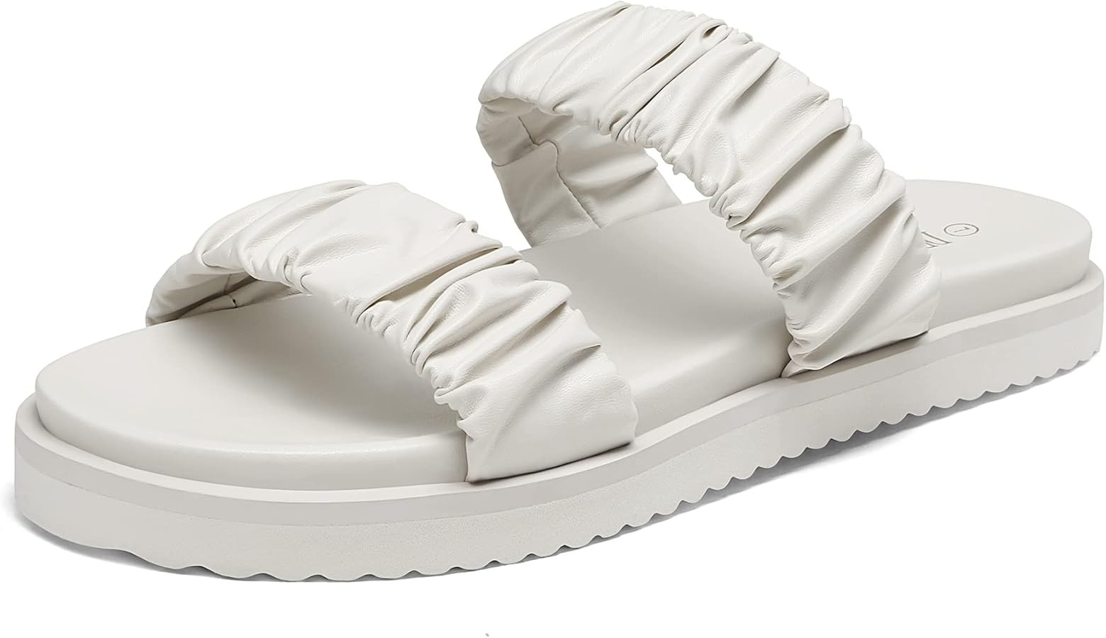 DREAM PAIRS Women's Slide Sandals Slip on Open Toe Cute Two Straps Flat Sandals for Summer | Amazon (US)