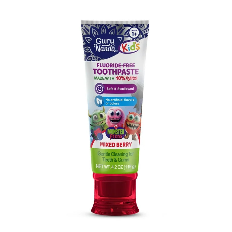 GuruNanda Kid's  Toddler Toothpaste with Xylitol - Fluoride-Free - Mixed Berry Flavor -  4.2 oz | Walmart (US)