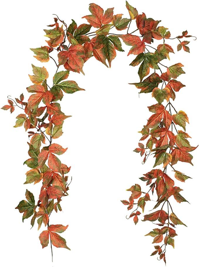Amazon.com: Lvydec 2 Pack Fall Maple Garland - 6.5ft/Piece Artificial Fall Foliage Garland Autumn... | Amazon (US)