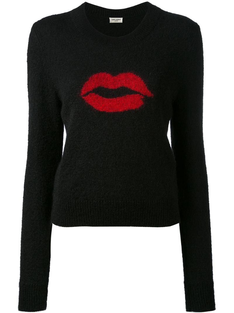 Saint Laurent - lip jumper - women - Polyamide/Wool/Virgin Wool - XS, Black | FarFetch Global