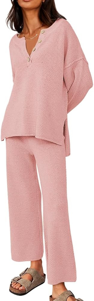 LILLUSORY Women's 2 Piece Trendy Outfits Oversized Slouchy Matching Sets Cozy Knit Sweatsuit Sets | Amazon (US)