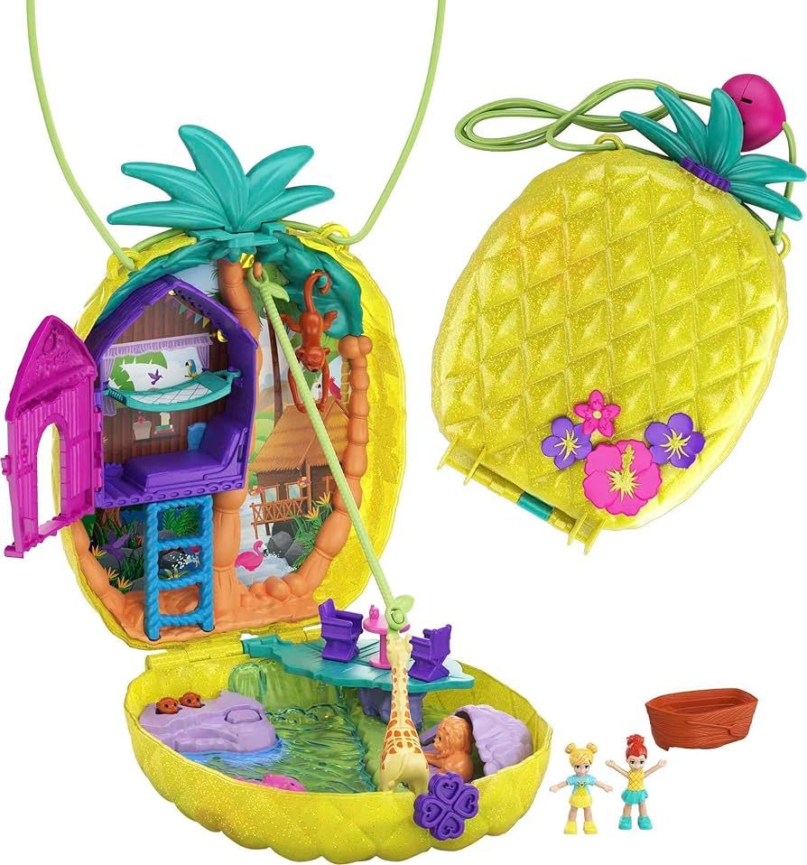Polly Pocket Tropicool Pineapple Wearable Purse Compact with 8 Fun Features, Micro Polly and Lila... | Amazon (US)