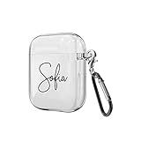 MARBLEFY Custom Name Airpod Case with Keychain Neck Running Strap Protective Customized Name Clear A | Amazon (US)