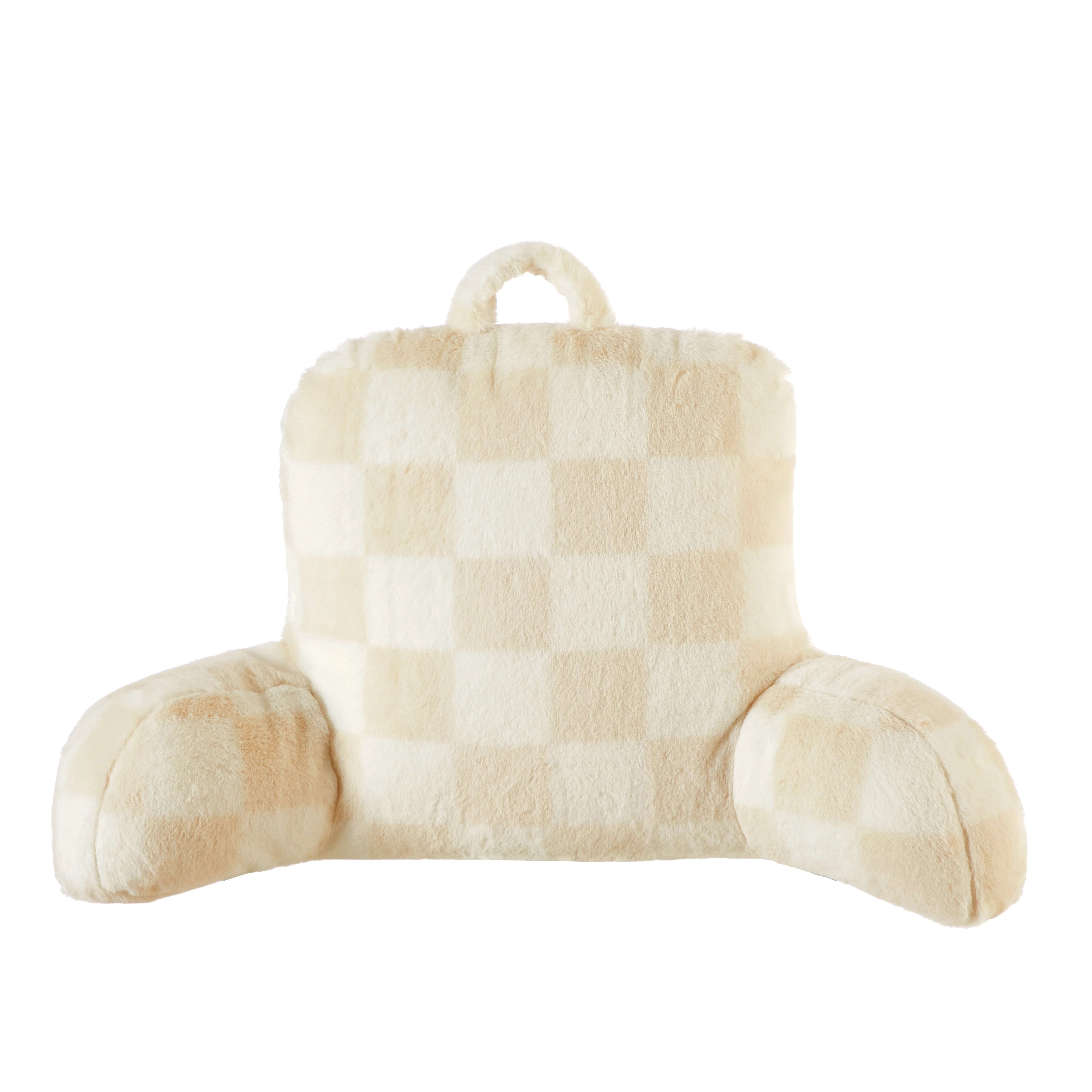 Urban Shop 19" x 21" x 13" Faux Fur Tan & Ivory Checkerboard Backrest | Walmart (US)