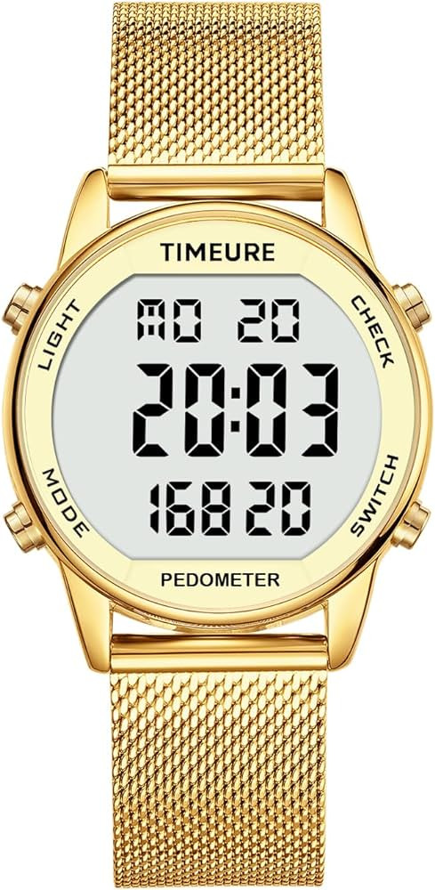 Women's Step Counter Pedometer Watch with Stainless Steel Bracelet, Stylish Design, No App, No Ch... | Amazon (US)