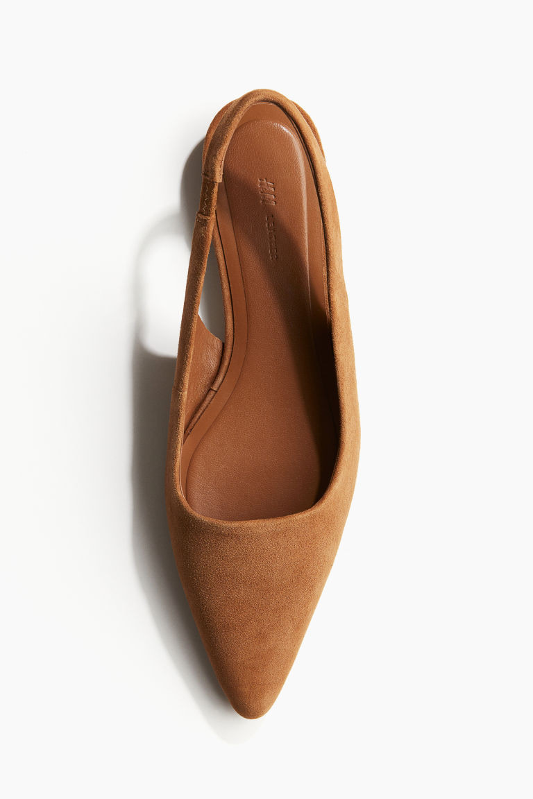 H & M - Pointed suede slingbacks - Beige | H&M (UK, MY, IN, SG, PH, TW, HK)