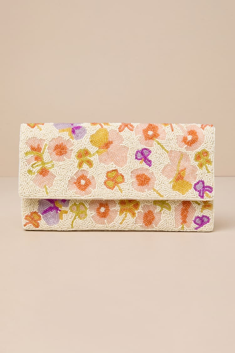 Ideal Season Ivory Floral Beaded Rectangular Clutch | Lulus