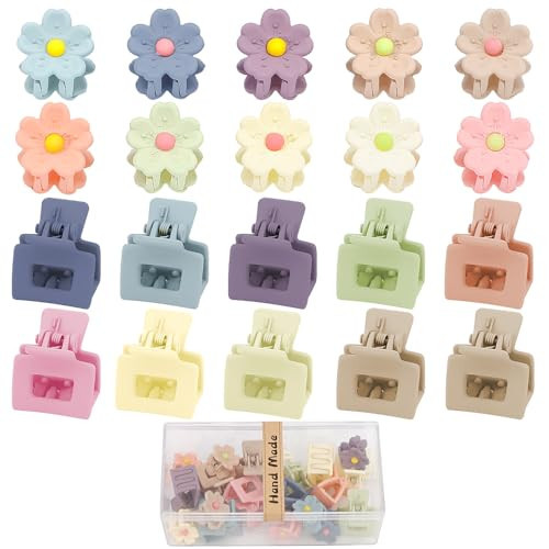 Ahoney 20Pcs Small Claw Clips for Girls Women, Cute 1inch Mini Flower Tiny Hair Clips for Kids Decorations, Jaw Clips Strong Hold Accessories Barrettes (Colorful) | Amazon (US)