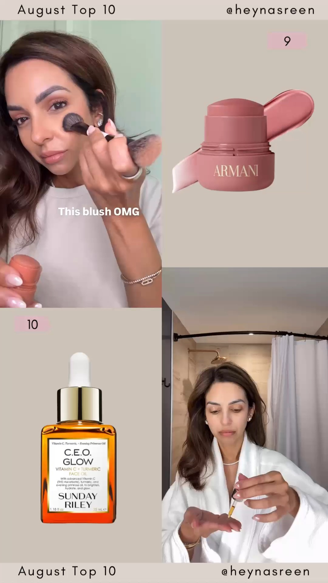 August Top 10:
#9: Armani blush shade 2 is so pretty! 
#10: Sunday Riley CEO glow