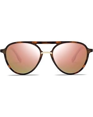 SOJOS Retro Aviator Polarized Sunglasses for Women Men Double Bridge Ladies Shades | Amazon (US)