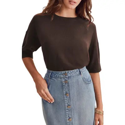 Splendid Georgie Short Sleeve Sweater in Java Brown at Nordstrom, Size X-Large | Nordstrom