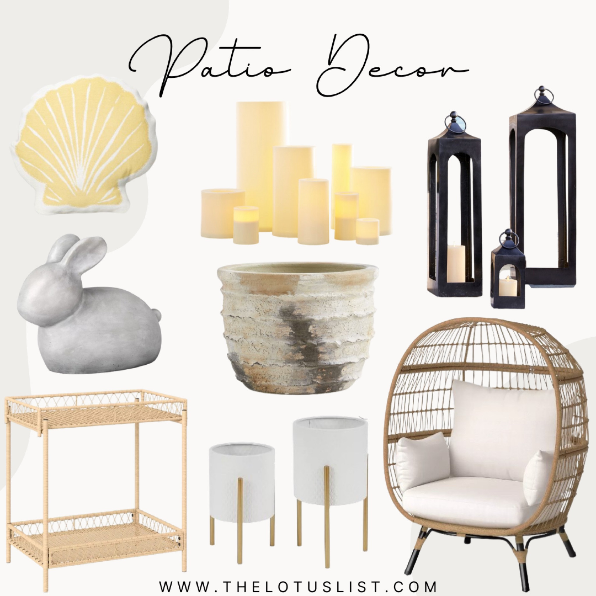 Patio Decor

LTKstyletip / LTKsalealert / patio furniture / furniture / patio / outdoor furniture / outdoor / outdoor decor / home decor / planters / lanterns / lantern / garden / garden decor / patio decor / sale / sale alert / egg chair / oversized egg chair / oversized chair / candles / pillar candles / pillar candle / tray / rolling tray / drink tray / home decor sale 

#LTKSeasonal #LTKhome #LTKxTarget