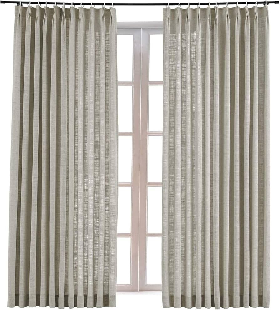 TWOPAGES 52 W x 96 L inch Pinch Pleat Darkening Drape Faux Linen Curtain Drapery Panel for Living... | Amazon (US)