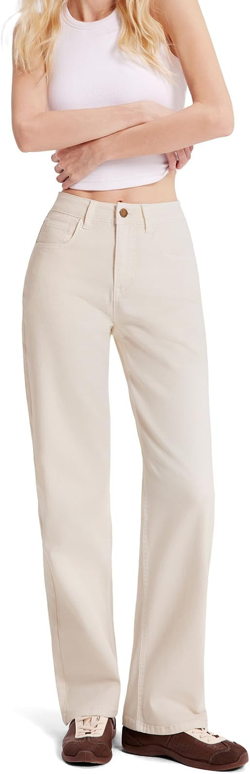 SUUKSESS Women MovaFit Straight Leg Jeans Mid-High Rise Stretch Denim Pants | Amazon (US)